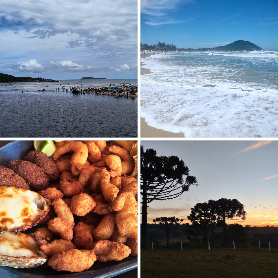 4 destaques do turismo em Santa Catarina - Guarda do Embaú, Garopaba, Camarão e o Pôr do Sol na Serra Catarinense