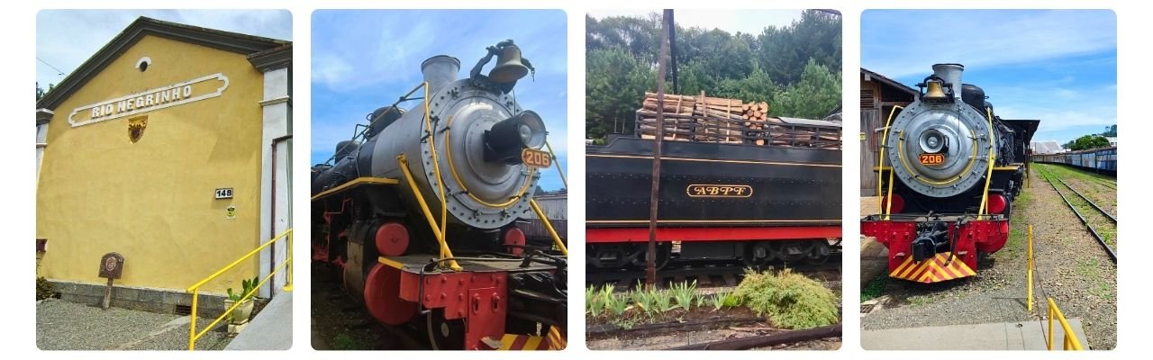 [Montagem de fotos de Passeio de Maria Fumaça  - Trem da Serra do Mar (Rio Negrinho - Corupá)]