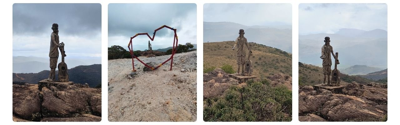 [Montagem de fotos de Estátua de Dominguinhos da Pedra]