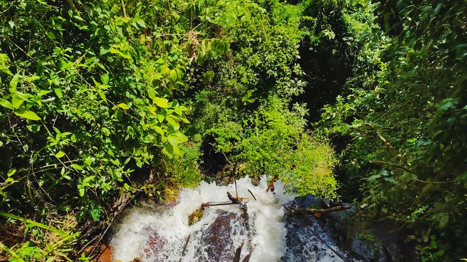 Uma cachoeira na trilha até a área de embarque do Macuco Safári
